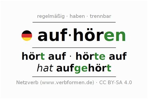 aufhören konjugation|aufhören in english.